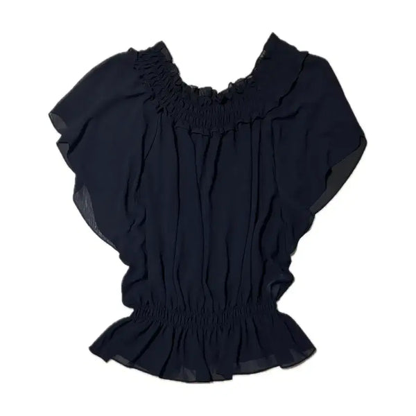 [BUNJANG] CEST LAVEIE Chiffon Shirring Blouse Black / CESTLAVIE 쉬폰 셔링 블라우스 블랙 모리걸 하구미