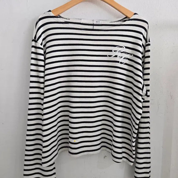 [BUNJANG] Recto Stripe Cotton T-Shirt / 렉토 스트라이프 코튼 티셔츠