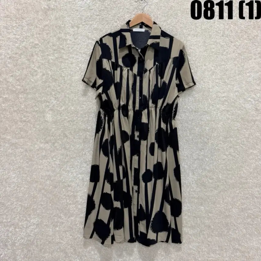 [BUNJANG] MAX CARTIZIO Black Pattern Shirt Dress / MAX CARTIZIO 블랙 패턴 셔츠 원피스