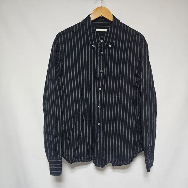 [BUNJANG] Munsun Seersucker Stripe Shirt Black L / 문선 시어서커 스트라이프 셔츠 블랙 L사이즈