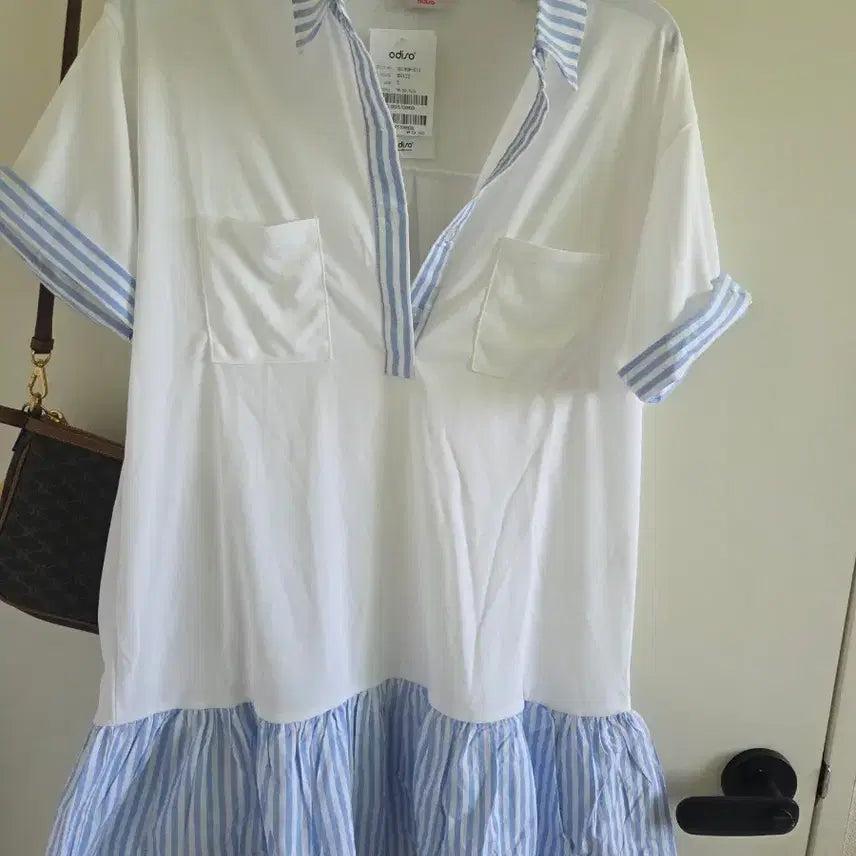 [BUNJANG] Adieu Line Colorblock Shirt Dress / 아듀 라인 배색 셔츠 원피스