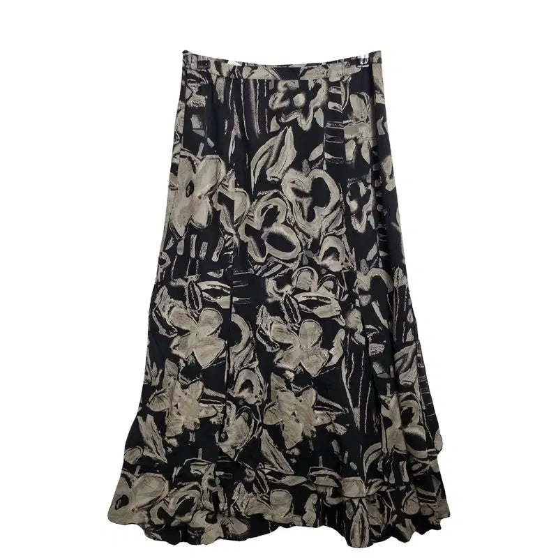 [BUNJANG] Black Vintage Pattern Long Skirt / JPN 블랙 빈티지 패턴 롱스커트 [26인치]