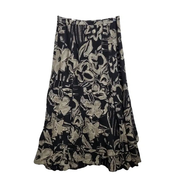 [BUNJANG] Black Vintage Pattern Long Skirt / JPN 블랙 빈티지 패턴 롱스커트 [26인치]