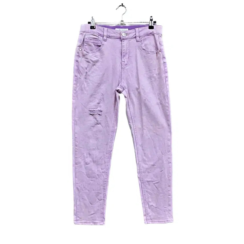 [BUNJANG] K-AIKMAN Women's Slim Fit Distressed Jeans - Light Purple, Size 27 / 카이아크만 여성 키치한 슬림핏 찢청바지 27 연보라 43454