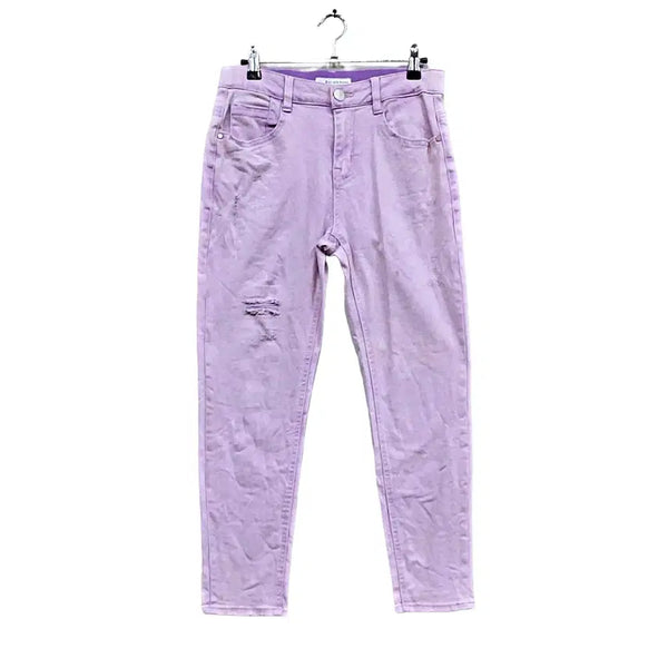 [BUNJANG] K-AIKMAN Women's Slim Fit Distressed Jeans - Light Purple, Size 27 / 카이아크만 여성 키치한 슬림핏 찢청바지 27 연보라 43454