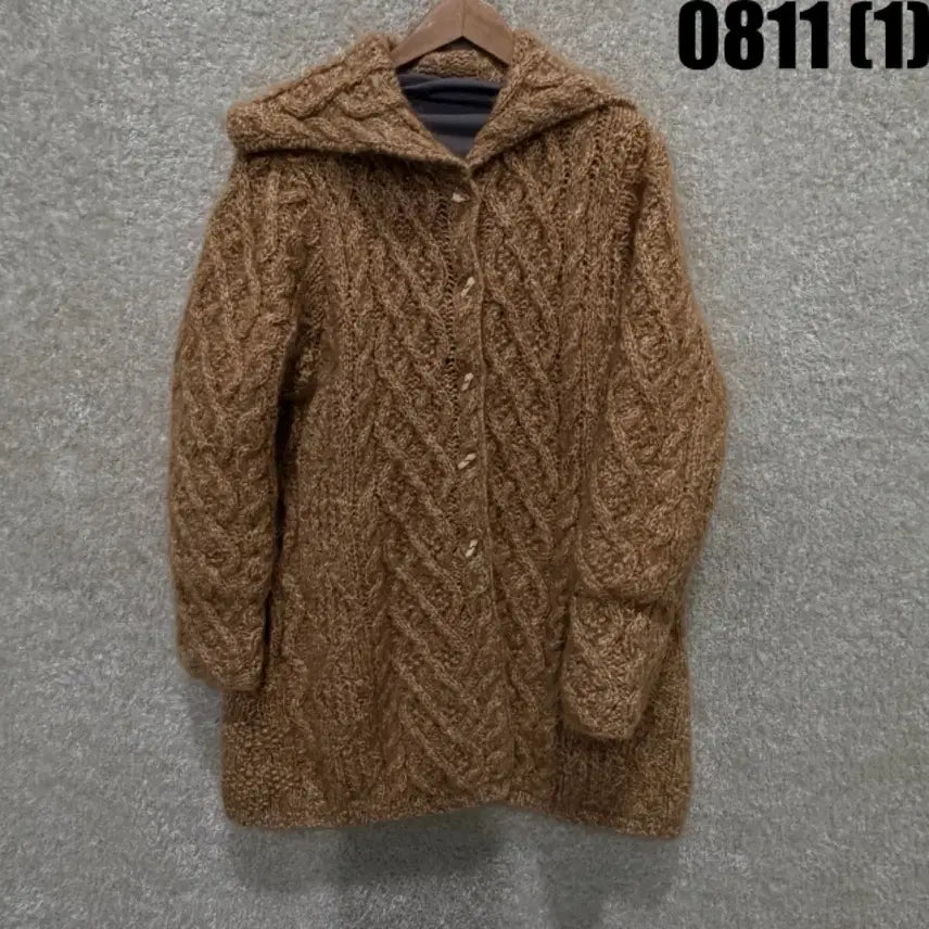 [BUNJANG] Twisted Knit Cardigan Brown / 꽈배기 니트 가디건 브라운
