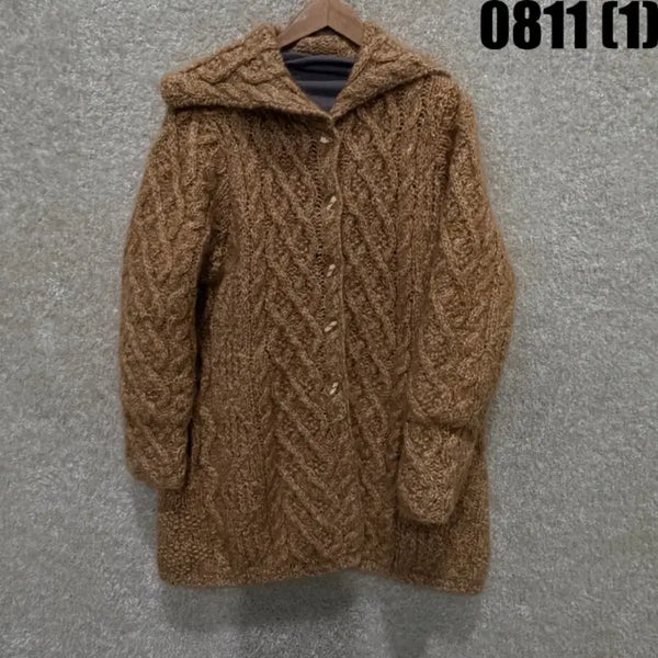 [BUNJANG] Twisted Knit Cardigan Brown / 꽈배기 니트 가디건 브라운