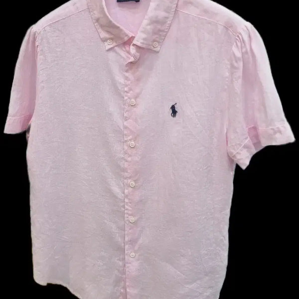[BUNJANG] Polo Ralph Lauren Pink Linen Short Sleeve Shirt / 폴로 랄프로렌 핑크 린넨 반팔 셔츠 EUR M