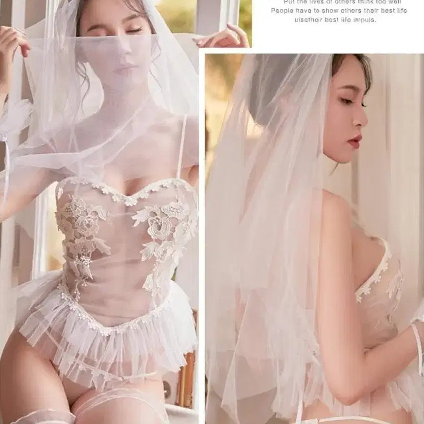 [BUNJANG] Women's Wedding Lingerie Set with Stockings / 웨딩 여성속옷 세트 신부 란제리 허니문.신혼선물.셋트