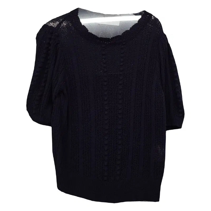 [BUNJANG] 8Seconds Black Knit Short Sleeve Top / 에잇세컨즈 블랙 니트 반팔 F