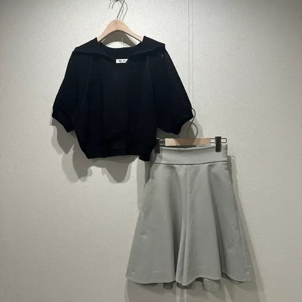 [BUNJANG] SJSJ 24 Net Crop Knit Top / SJSJ 24  네트 크롭 니트탑