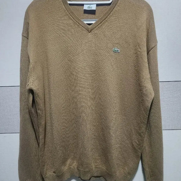 [BUNJANG] Lacoste 100% Wool Men's V-Neck Knit (Size 105) / 라코스테 정품 울100% 남성 브이넥 니트 105