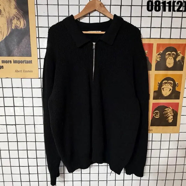 [BUNJANG] SUARE Black Zip-Up Knit Cardigan L / SUARE 검정색 집업 니트 가디건 L 0811