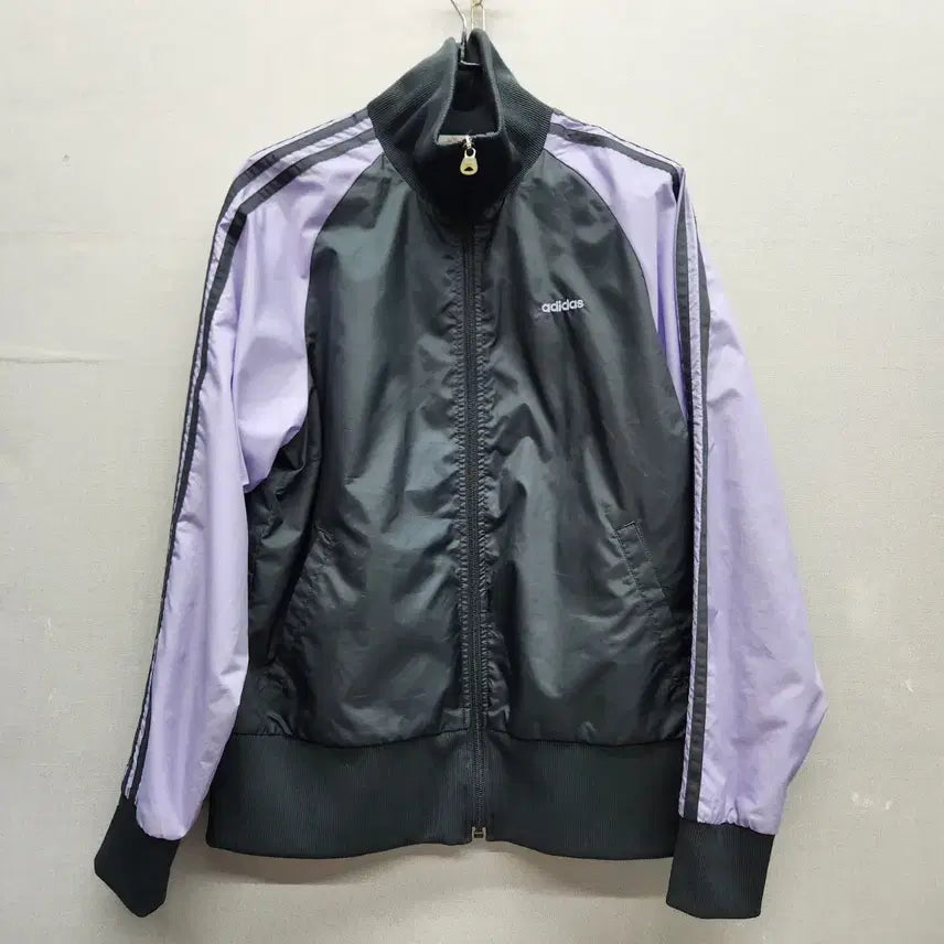 [BUNJANG] Adidas Logo Color-block Jersey Windbreaker Jacket L (M) / 아디다스 로고 배색 져지 바람막이 L(M)