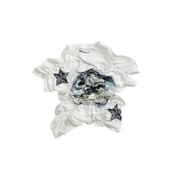 [BUNJANG] 604Service Star Shirring Short Sleeve T-Shirt / 604서비스 스타 셔링 반팔