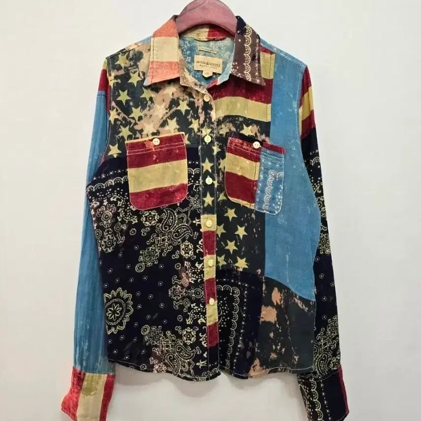 [BUNJANG] Denim & Supply Patchwork Star-Spangled Banner Shirt / 데님앤서플라이  패치워크 성조기 셔츠