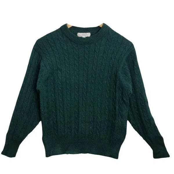 [BUNJANG] SunTerrace Vintage Green Cable Knit Wool 100% Sweater / SunTerrace 빈티지 그린 꽈배기 니트 [S] 울 100% 구제