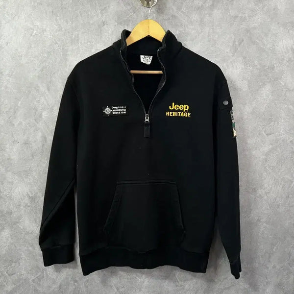 [BUNJANG] Jeep Heritage Zip-Up Sweatshirt Black S / 지프 헤리티지 집업 맨투맨 블랙 S