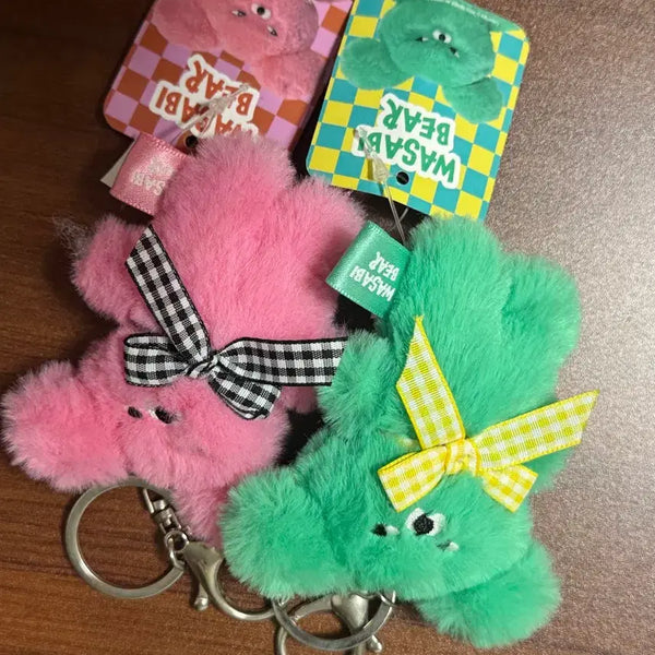 [BUNJANG] Wasabi Bear Keyring Pink/Green / 와사비 베어 키링 핑크/그린