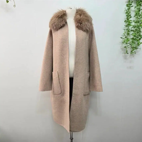 [BUNJANG] VOV Cashmere Blend Fur Coat Beige / VOV  보브 캐시미어 블렌드 퍼 코트