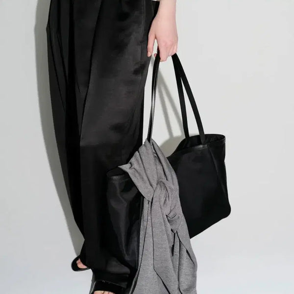 [BUNJANG] EUA Satin Banding Wide Pants (Black) / 이아 Satin Banding Tuck Pants (Black)