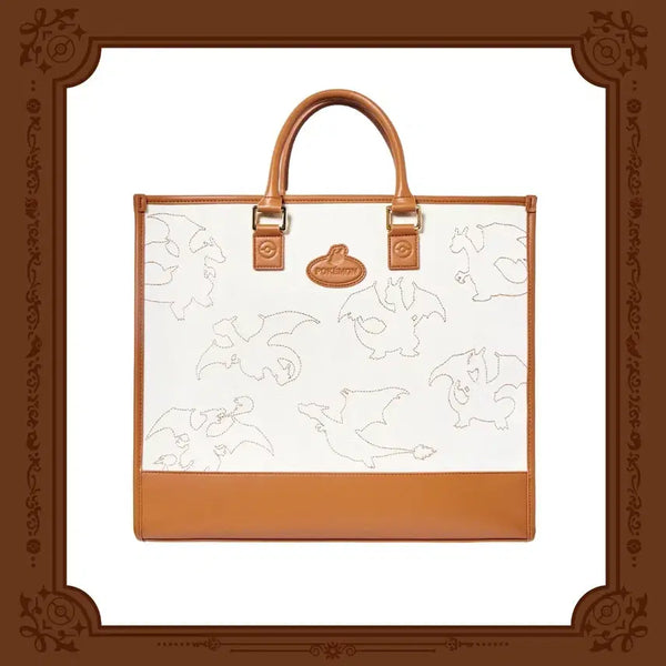 [BUNJANG] Pokémon Store ETERNAL ANTIQUE METAL Leather Canvas Tote Bag / 포켓몬 스토어 ETERNAL ANTIQUE METAL 레더 캔버스 토트백