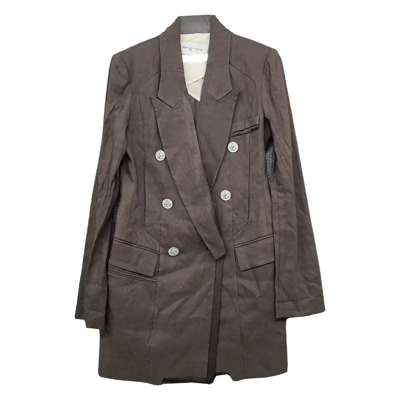 [BUNJANG] Objet Brown Long Double Button Blazer / 오브제 브라운 롱 더블 버튼 블레이저 55