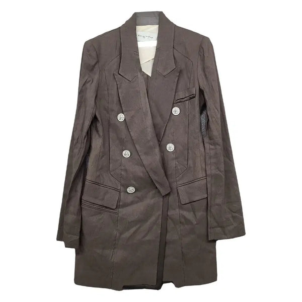 [BUNJANG] Objet Brown Long Double Button Blazer / 오브제 브라운 롱 더블 버튼 블레이저 55