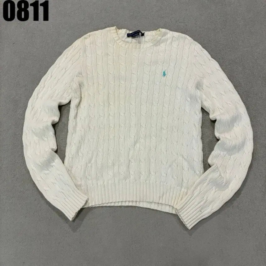 [BUNJANG] Polo Ralph Lauren Cable Knit Sweater White L / 폴로 랄프로렌 케이블 니트 스웨터 화이트 L