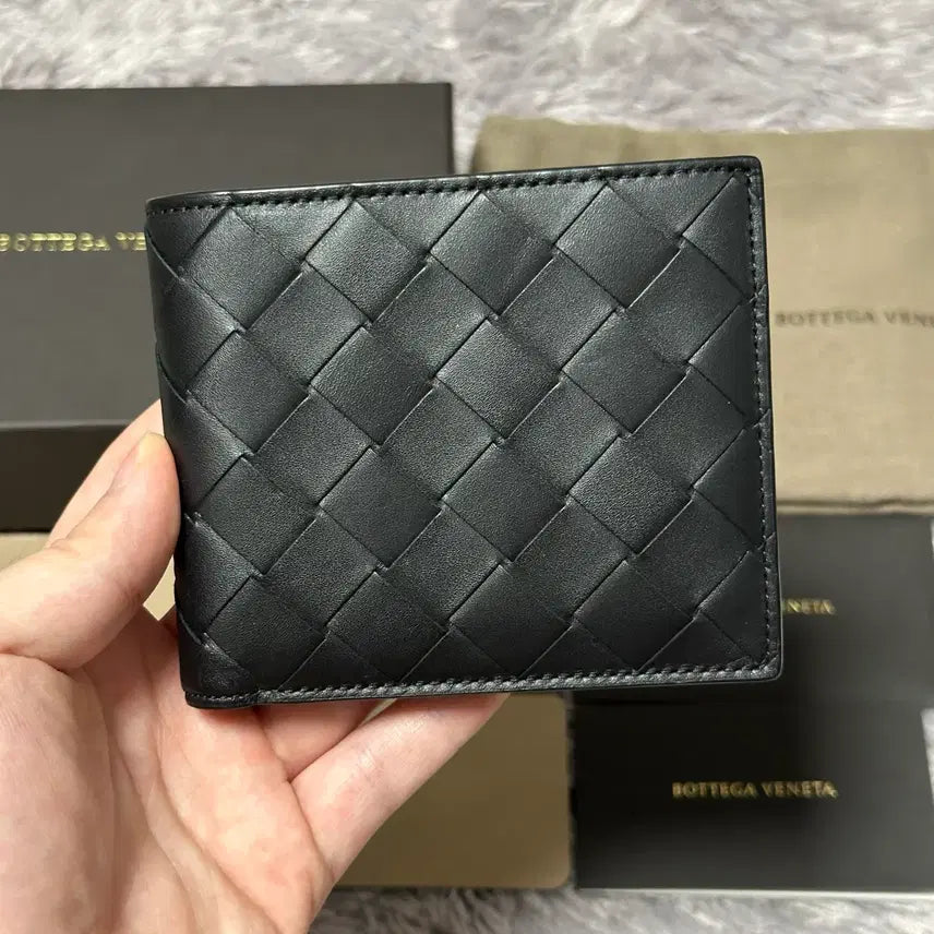 [BUNJANG] Bottega Veneta Intrecciato Bifold Wallet Black / [풀구성] 보테가베네타 인트레이치아토 반지갑 블랙