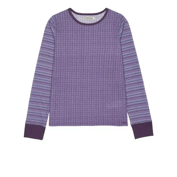 [BUNJANG] Koseeio Check Stripe Long Sleeve Purple / 코세이오 체크 스트라이프 롱슬리브 퍼플