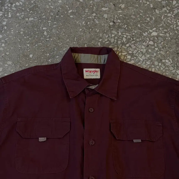 [BUNJANG] Wrangler Burgundy Long Sleeve Work Shirt / 랭글러 버건디 롱슬리브 워크셔츠