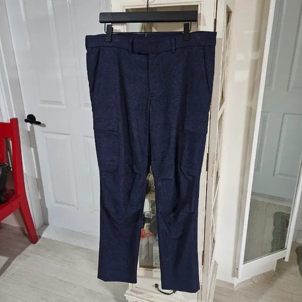 [BUNJANG] Men's Navy Check Trousers Size 32 / 남성 바지 네이비 체크 32