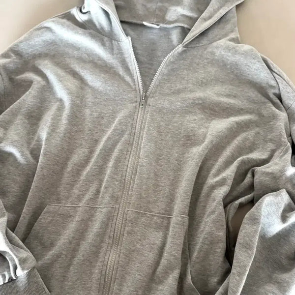 [BUNJANG] Basic Gray Hoodie Zip-Up / [후드집업] 무지 기본 후드집업 / 데일리 / 편하게 입기 좋아요