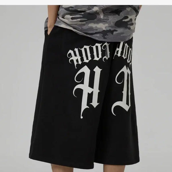 [BUNJANG] Hoodhood Back Logo Bermuda Pants Black / [3] 후드후드 백로고 버뮤다 팬츠 블랙