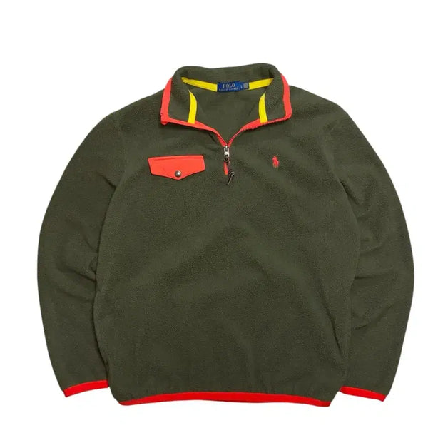 [BUNJANG] Polo Ralph Lauren Khaki Half-Zip Fleece Jacket / 폴로 랄프로렌 카키 하프집업 플리스 자켓
