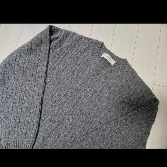 [BUNJANG] Unionblue Dark Grey Cable Knit Sweater M / 유니온블루 다크그레이 니트 M
