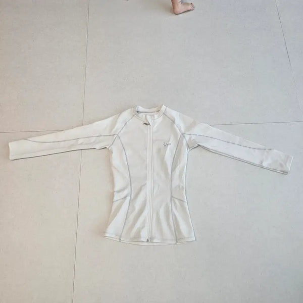 [BUNJANG] Women's White Zip-Up Rash Guard (Size 44) / 여성 흰색 집업 래쉬가드 44사이즈