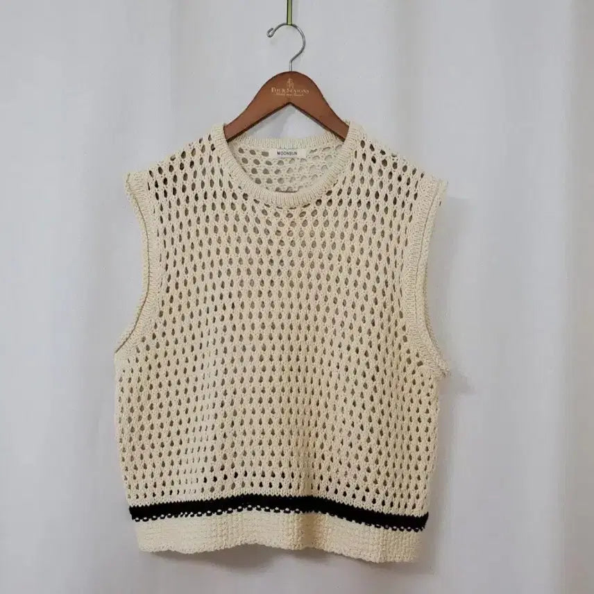 [BUNJANG] MOONSUN Crochet Knit Top Beige Free Size / MOONSUN 문선 크로셰 니트조직 free
