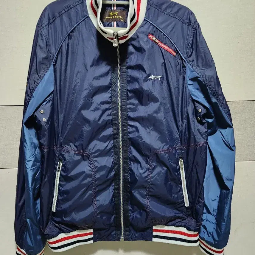 [BUNJANG] Louis Castel Men's Golf Windbreaker Navy Color Block Jumper Size 100 / 루이까스텔 남성 골프 바람막이 100 네이비 배색 점퍼