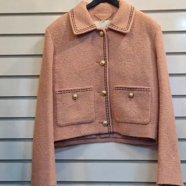 [BUNJANG] Jikot Pink Tweed Jacket / 지컷 핑크 트위드 자켓