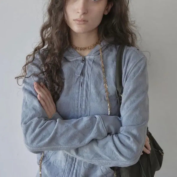 [BUNJANG] Sculptor Jacquard Hoodie Zip-up Dusty Blue / 스컬프터 자카드 후드집업 dusty blue S사이즈