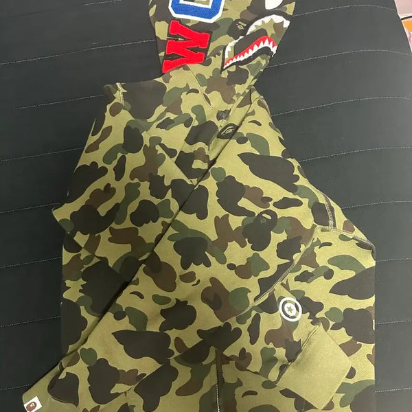 [BUNJANG] BAPE Camo Shark Hoodie Zip-up / 베이프 카모 샤크 후드 집업 녹계