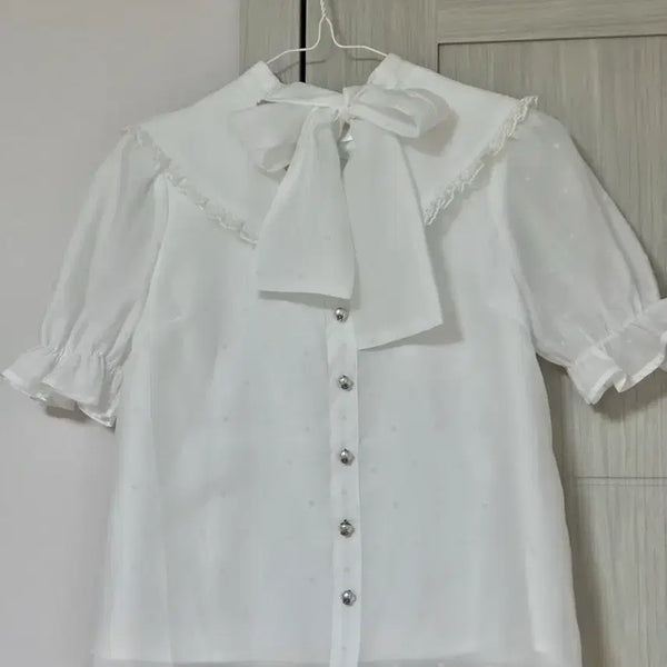 [BUNJANG] Evelyn Chiffon Ribbon Collar Blouse / 에블린 evelyn 쉬폰 리본 카라 블라우스