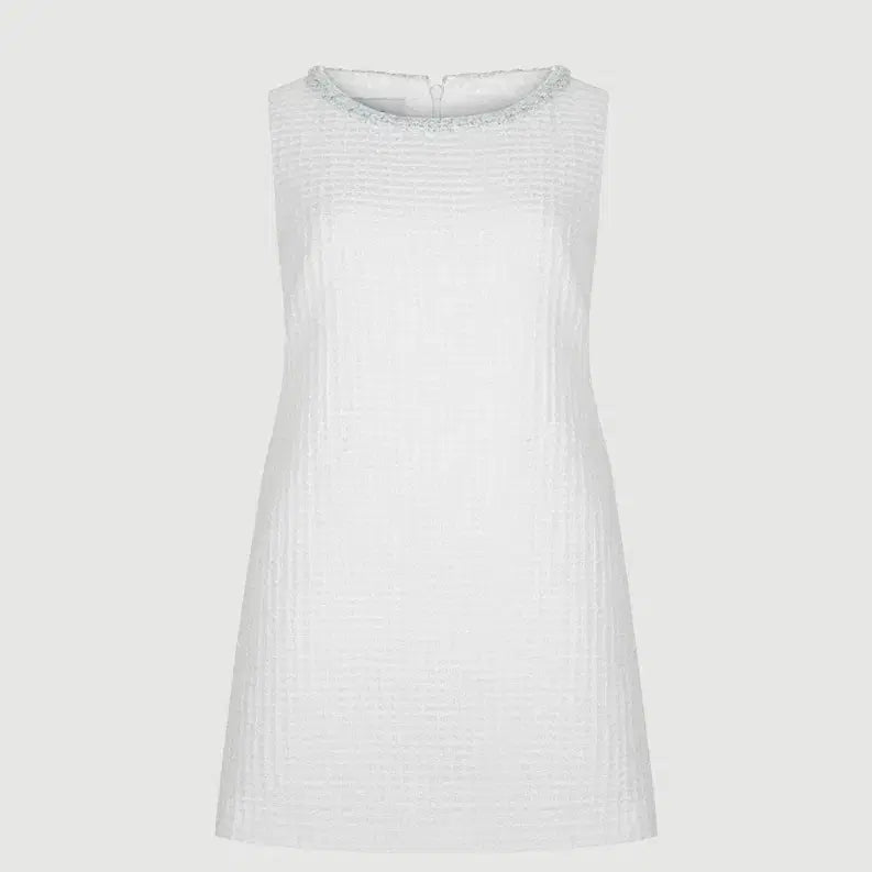 [BUNJANG] Maison Selle White Tweed Mini Dress / 메종설레 화이트 트위드 미니 원피스