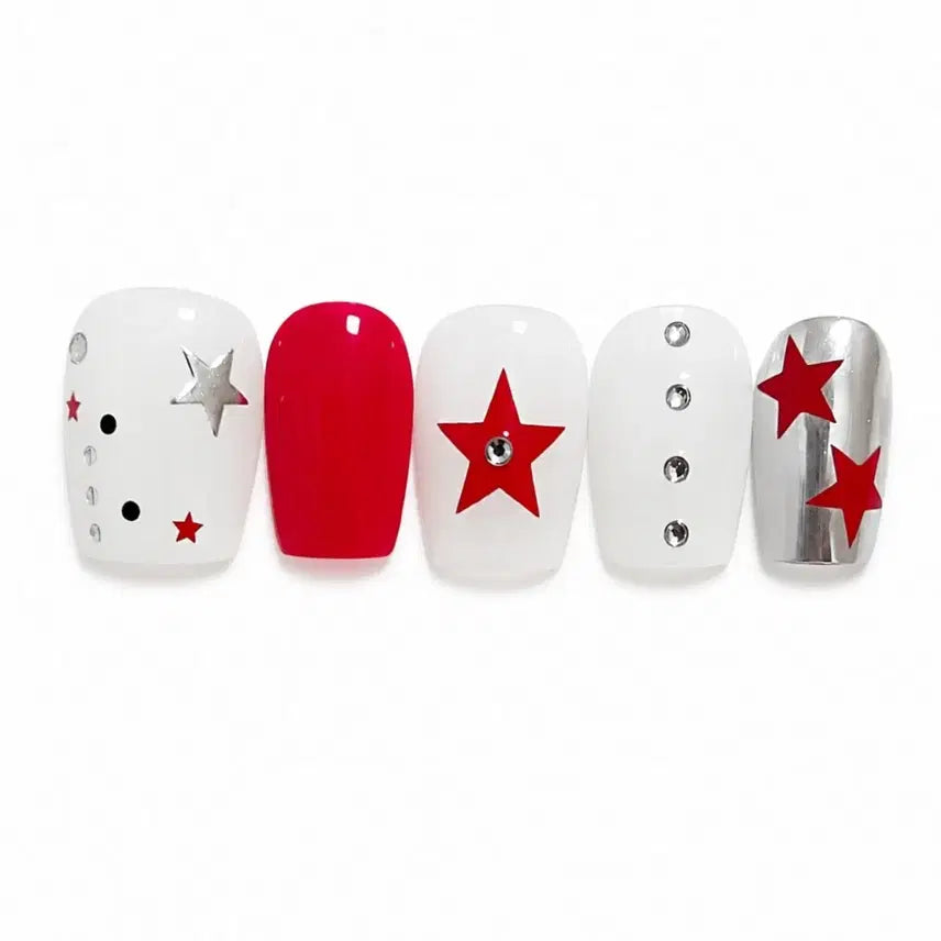 [BUNJANG] Red Mirror Nail Tips / 레드 미러 네일팁