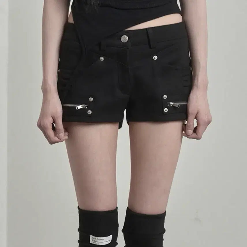 [BUNJANG] Inegi Angled Seam Zip Shorts Black S / 이네기 Angled Seam Zip Shorts 쇼츠 블랙 S