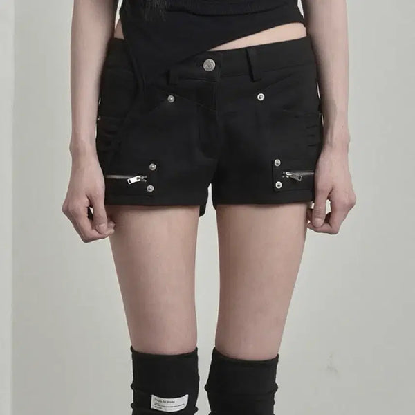 [BUNJANG] Inegi Angled Seam Zip Shorts Black S / 이네기 Angled Seam Zip Shorts 쇼츠 블랙 S