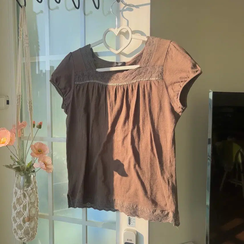 [BUNJANG] Vintage Mori Girl Khaki Brown Lace Blouse / [빈티지] 모리걸 카키브라운 레이스 블라우스 -옷장정리