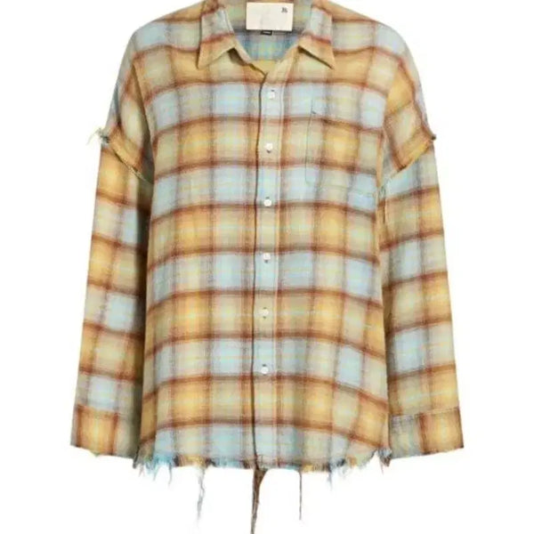 [BUNJANG] R13 Yellow Shredded Check Shirt XL / R13 옐로우 슈레드 체크셔츠 XL
